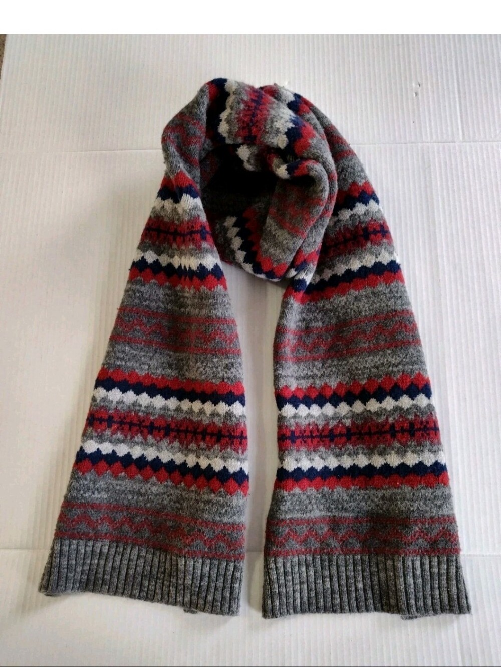 Gap Lambswool Blend Winter Scarf Stripped Rectangular Gray /Multi Cozy Warm